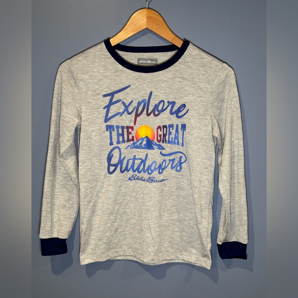 Set Of 2 Tops Long Sleeve For Boys Size 10-12 Different Brands Color Gray